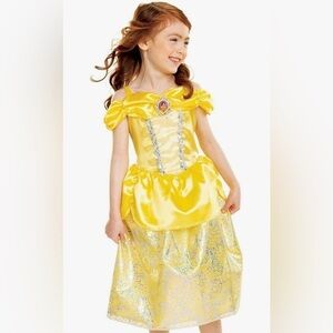 Disney Store Princess Belle Yellow Sparkly Dress Size 4-6 Halloween Costume